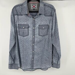 Desert Son Blue Pearl Snap Western Button-Down Shirt Size Large